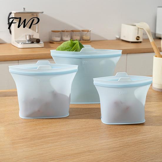 Refrigerator Fresh Bag Fresh-keeping Food-Grade Silicone with Sealing Strip Pouch Leak-Proof Spill-proof Food Container Reusable Microwave Safe