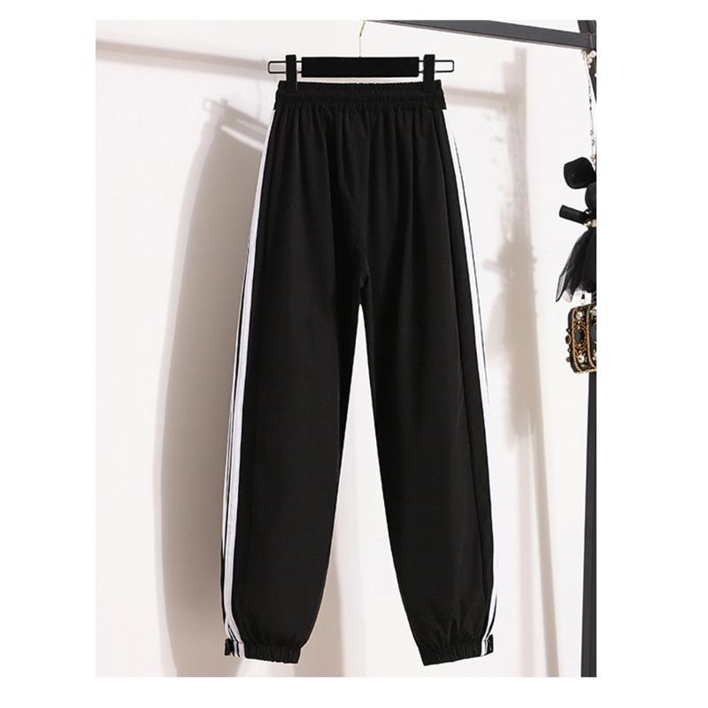 Contrasting Striped Patchwork Sweatpants High-waisted Baggy Casual Pants