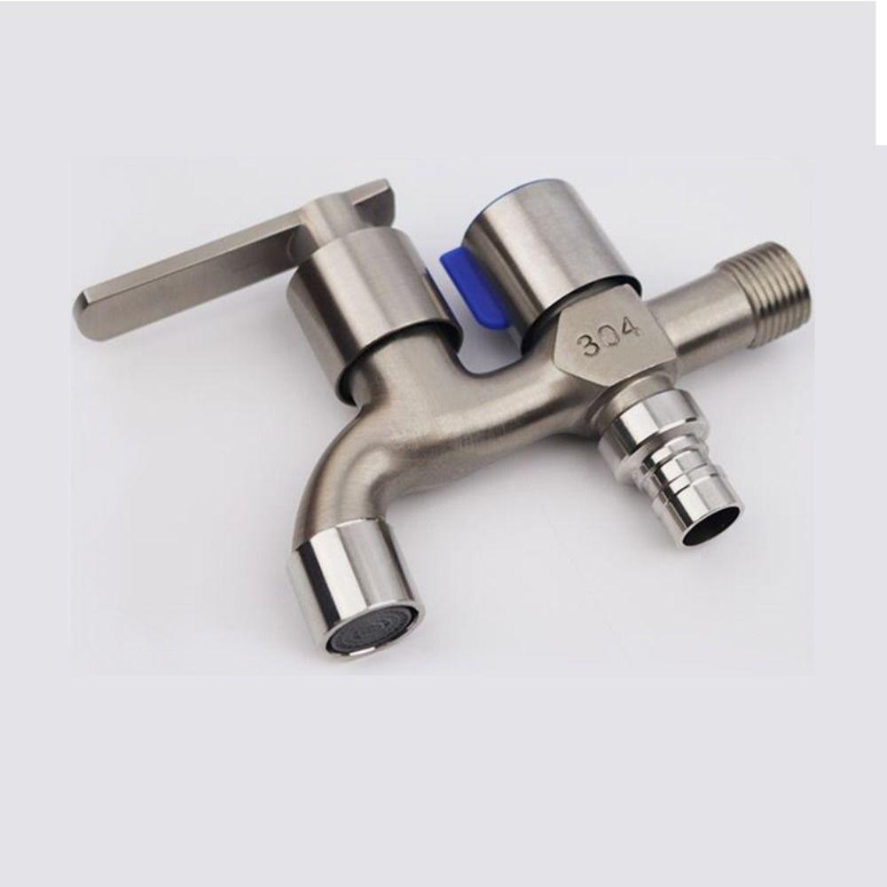 Двойной водопроводный кран с двумя выходами воды, многофункциональный кран для швабры и бассейна из нержавеющей стали