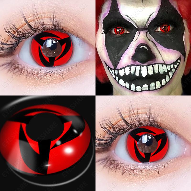 Eyeshare 1 Pair Red Cosplay Contact Lenses for Eyes Halloween Eye Makeup Lens Crazy Cosplay Party Accessories