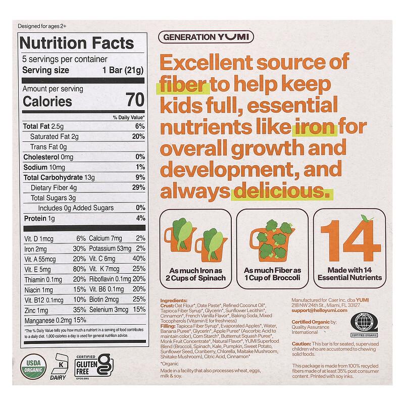 Organic Bar, Toddler, Apple Cinnamon & Squash, 5 Bars, 0.74 oz (21 g) Each