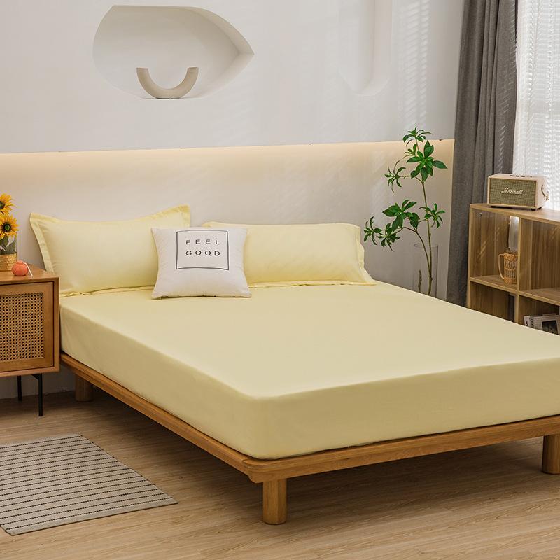 Mattress Cover Fitted Bed Sheet Solid Color Anti-slip Adjustable Bed Cover (Without Pillowcase)