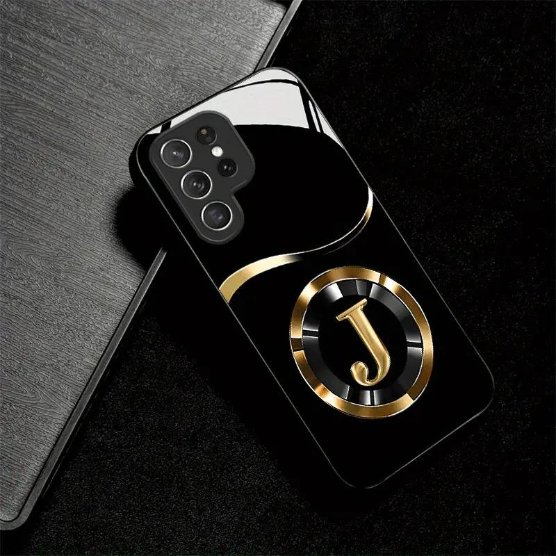 Новый стеклянный чехол для телефона с буквой J, подходит для Samsung Galaxy S26 S25 S24 S23 S22 S20 FE/Ultra/Plus, противоударная задняя крышка