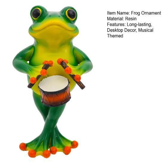Фигурка Лягушки-гитариста, Полимерная скульптура Лягушки-барабанщика, Украшение животного, Статуэтка лягушки для декора дома, офиса, рабочего стола