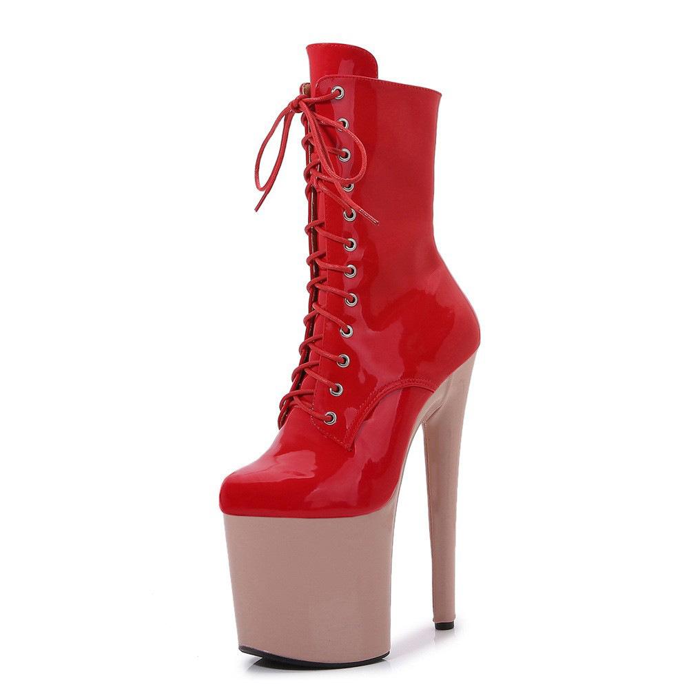 Сценические танцевальные ботинки Сексуальные секс высокие каблуки Большой размер Лакированная кожа Королева Ботильоны
