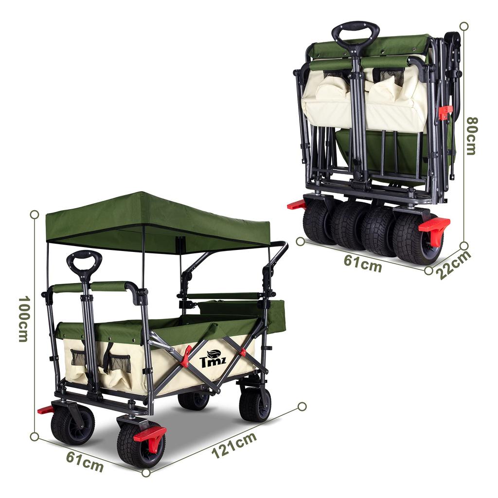 TMZ Folding All Terrain Garden Outdoor Camping Camping Removable Telescoping Pull Adjustable Push Patented Rear Wheel Swivel Folding 100 Liters Max