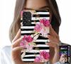 Etui Do Samsung Galaxy A23 5G - Kwiatki W Czarno - Białe Paski Wzory