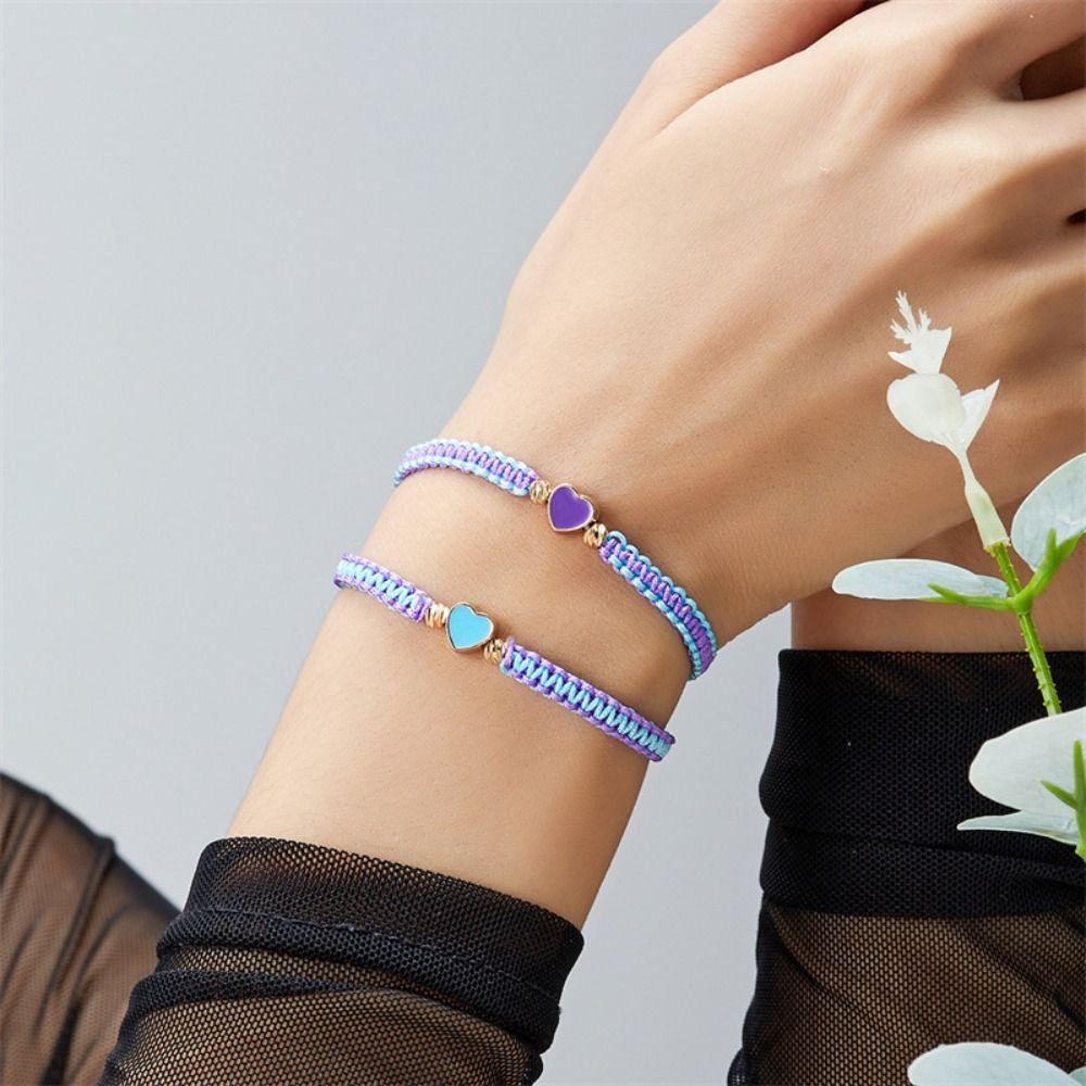 Contrasting Colors Heart Shape Bracelet Love Fortune Bracelet Heart Couple Bracelet  Friendship