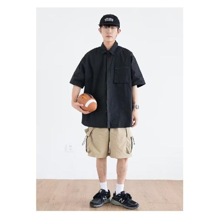 Ретро рубашка мужская летняя одежда в стиле Гонконга, студенческий свободный и нишевый дизайн, забавный новый мужской топ для верхней одежды 2024