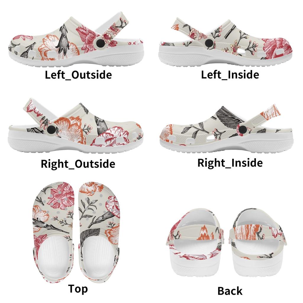 Women Men EVA Garden Clogs Bright Printed Flexible Soft Slip On Garden Shoes Beach Pool Bathroom Home Walking Shoes Home Use