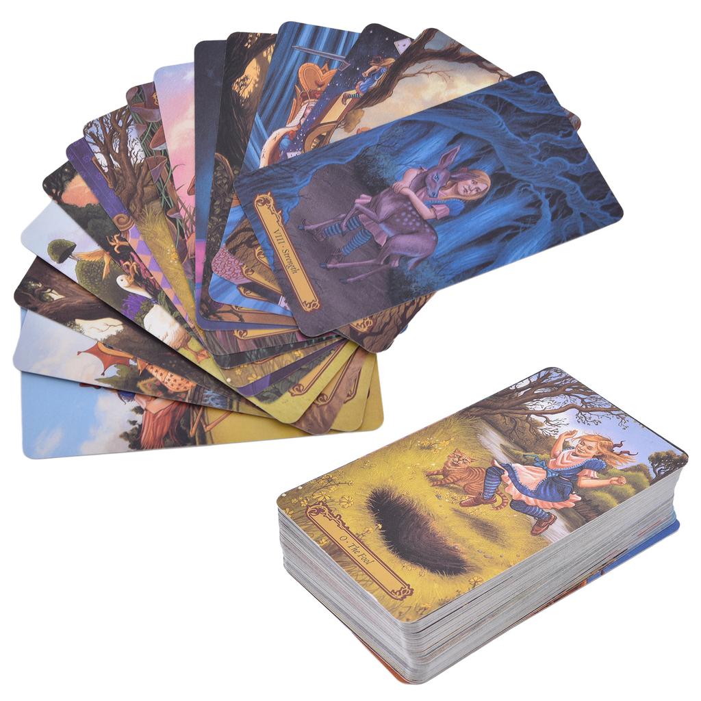 78PCS Wonderland Карты Таро Инструмент для гадания Бумага с покрытием Английская настольная игра для начинающих