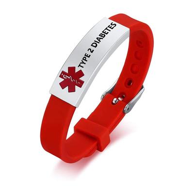 Медицинский браслет с идентификационным номером для детей, мужчин и женщин, персонализированный силиконовый браслет для диабетиков, тип 2, браслет с гравировкой