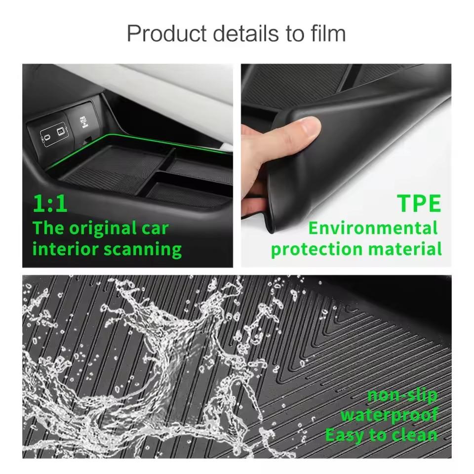 Для Xpeng P7/P7i 2025 2025 TPE Нижний ящик для хранения на центральной консоли Автомобильные органайзеры-лотки Упорядочивание Аксессуары для интерьера автомобиля Черный