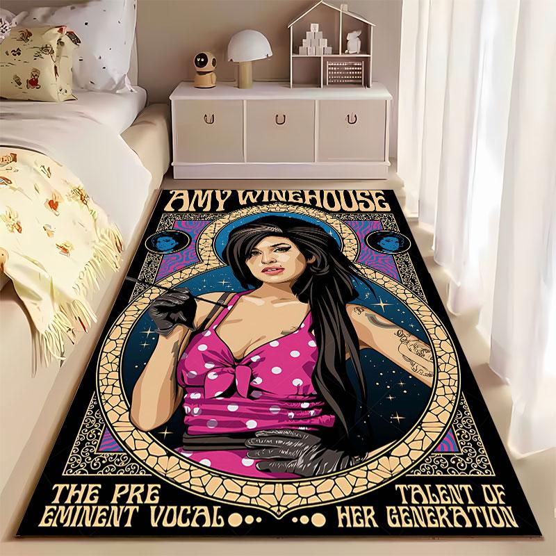 Amy Winehouse Retro-Style Carpet suitable as a non-slip mat for the living room or bedroom sofa