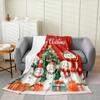 Xmas Grids Flannel Blanket Warm Lightweight,Merry Christmas Theme Warm Blanket for Couch Sofa Decor,Cartoon Santa Claus Warm