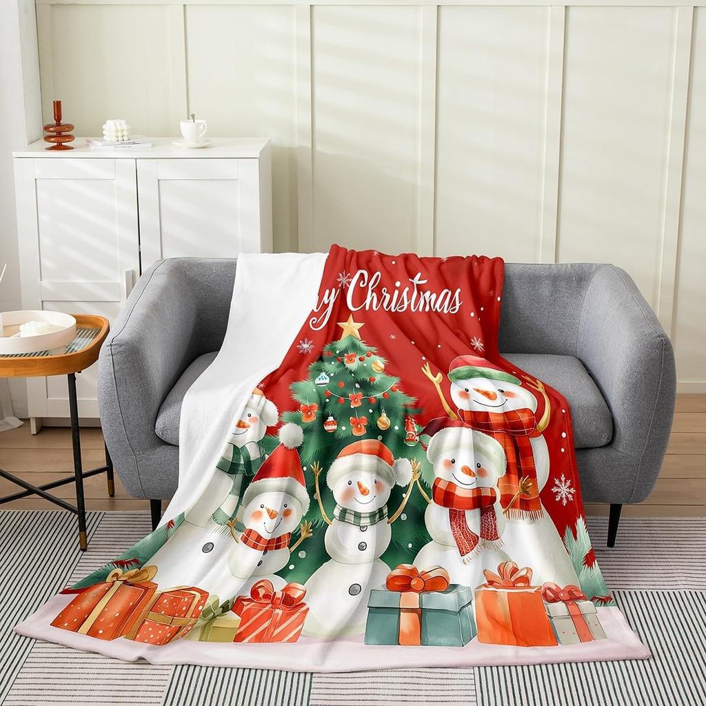 Xmas Grids Flannel Blanket Warm Lightweight,Merry Christmas Theme Warm Blanket for Couch Sofa Decor,Cartoon Santa Claus Warm