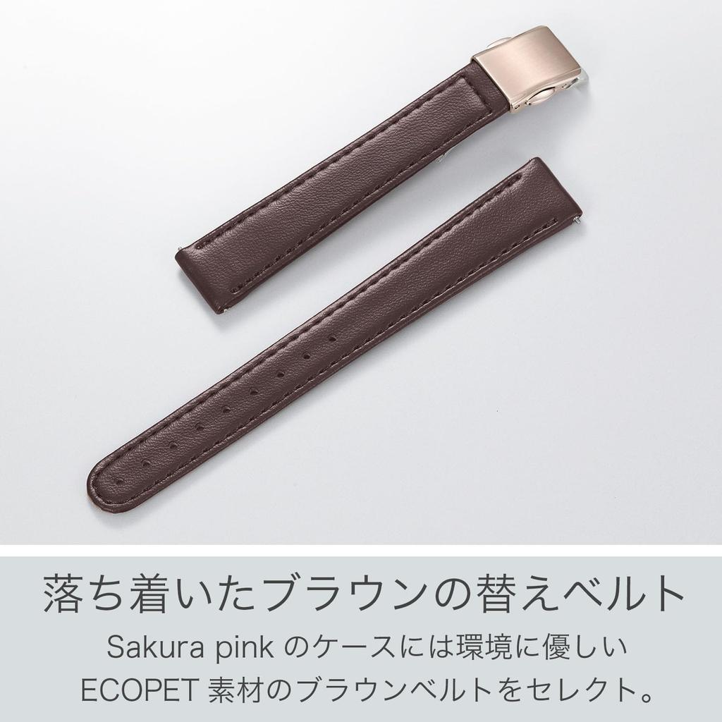 Часы Cross Sea Radio водонепроницаемые со сменным ремешком, коллекция hikari из белого золота, квадратная модель 2way, розового цвета [Citizen], с фотоприводом Eco-Drive