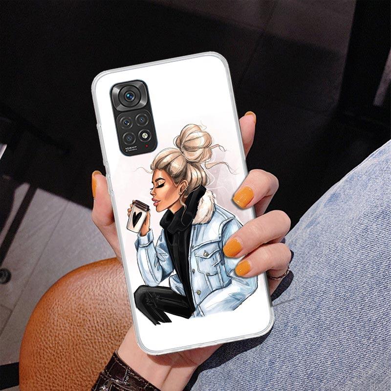Girl Boss Female Coffee Phone Case For Xiaomi Redmi Note 15 14 13 12S 12 11 Pro Plus 14S 11S 11E 10 10S 11T 5G Personalized Cove