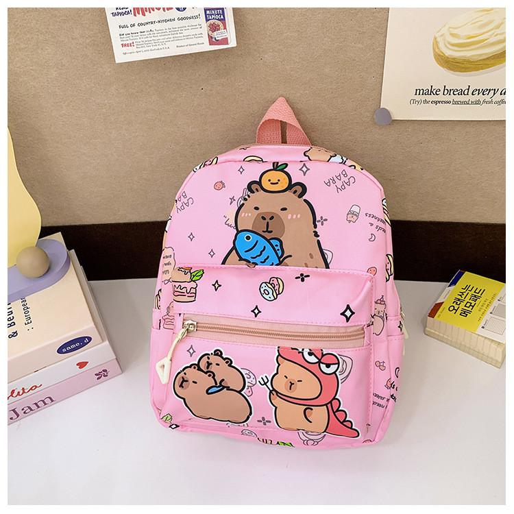 Cartoon Printed Capybara Backpack Children Schoolbag Fashion Leisure Bag Travel