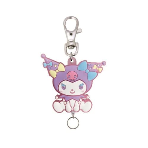 SK Japan Sanrio Yumefuwa Rubber Reel Keychain Kuromi