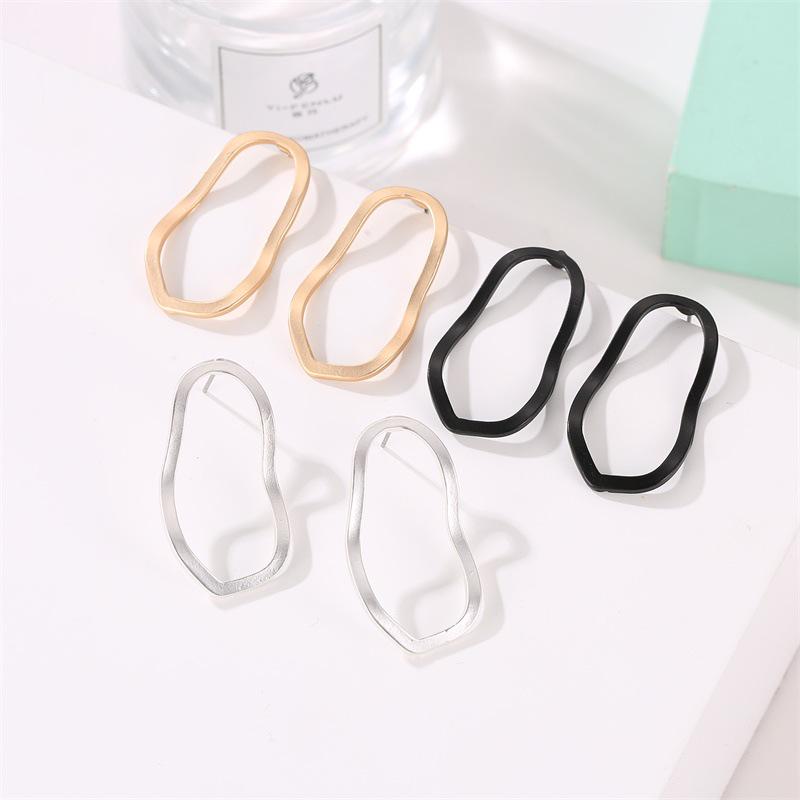 Euramerican Irregular Geometric Earrings Wave Hollow Out Simple Style Women Fashion Collocation Party Accessories