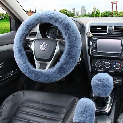 Мужской Женский Теплый Плюшевый Чехол на Руль Автомобиля Зимний Универсальный 36см Мягкий Пушистый Чехол на Ручной Тормоз и Рычаг Переключения Передач Автомобильные Аксессуары для Интерьера