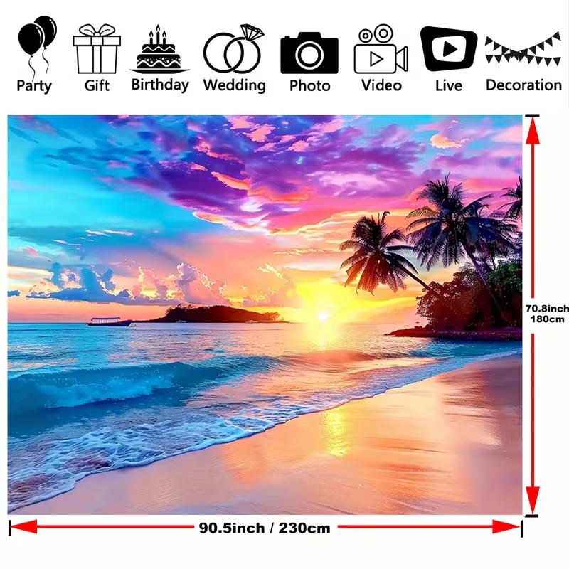 2D Sunset Ocean Background for Vacation Photoshoot and Video