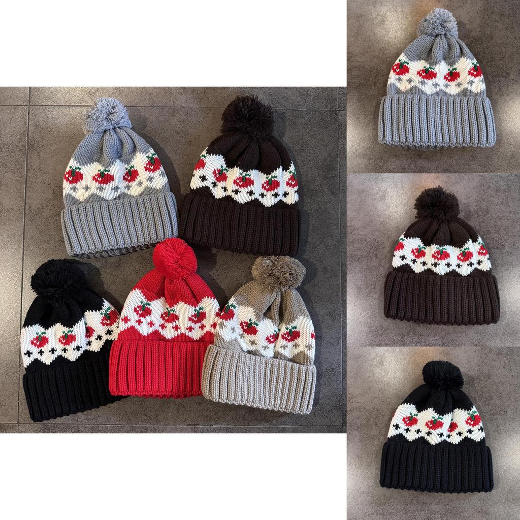 Red Cherry Knit Hat For Women Winter Warmth And Fashion Accessory