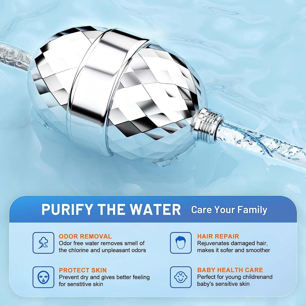 20 Stage Shower Filter Shower Head Filter with 2 Replaceable Cartridges High Output Shower Water Filter for Hard Water Removing Chlorine Fluoride