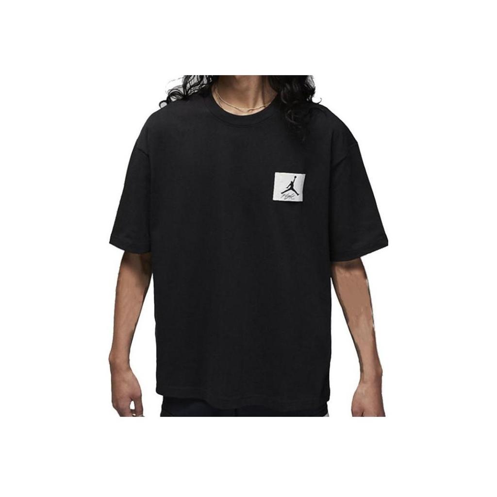 Jordan Футболка с короткими рукавами и круглым вырезом Pure Color Patch, мужские топы, черные DZ7314-010