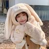 Women's Cute Plush Hat, Scarf, and Gloves Set with Big Rabbit Ears - Warm, Thickened Winter Accessories