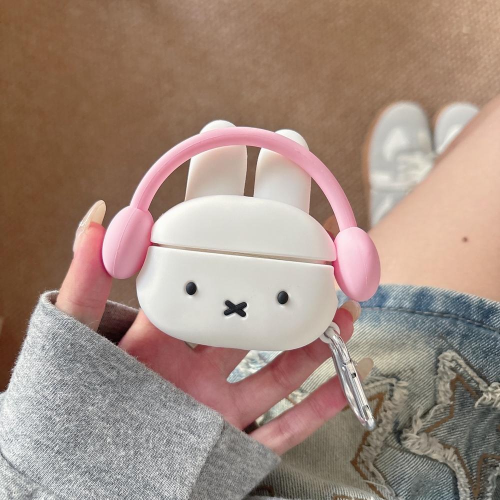 Earphone Case For Airpods 4 2 3 1 Pro 3 2 Kawaii Cute Cartoon 3D Miffy Rabbit Wireless Bluetooth Headset Protective Soft Cover