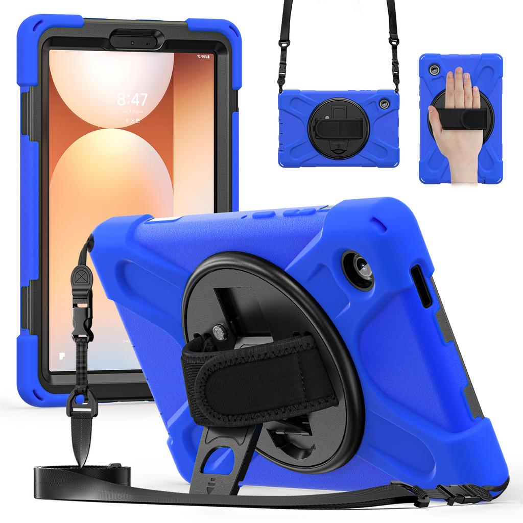 Kickstand Case for Samsung Galaxy Tab A11 2025 8.7 Inch SM-X133 SM-X135 360 Rotating 3-Layers Hybrid Cover with Shoulder Strap
