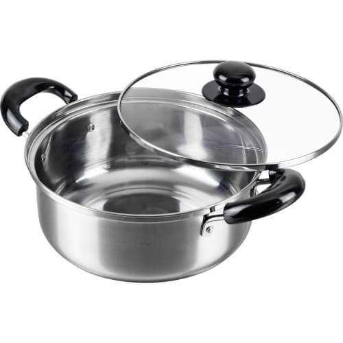 Wahei Freiz SRB-1393 Посуда из нержавеющей стали, 20 см со стеклянной крышкой, для тушения и томления, подходит для индукционных и газовых плит