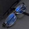 Business Men Anti-Blue Light Glasses Metal Half Frame Women Computer Glasses Ultralight Metal Frame Flat Mirror
