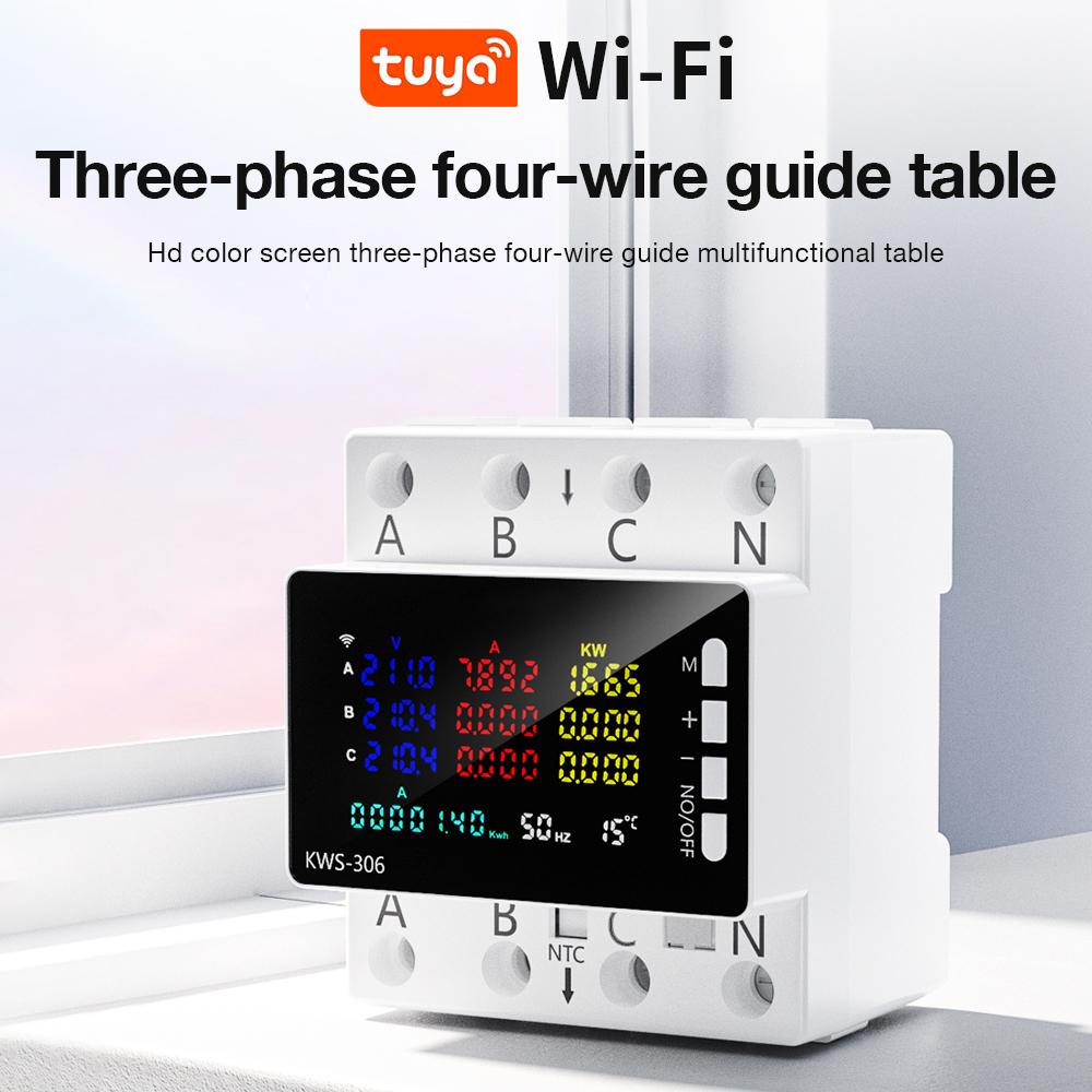 KWS-306 Трехфазный WiFi Измеритель Мощности TUYA Реле-выключатель Защиты от Перенапряжения и Пониженного Напряжения Автоматический Выключатель Энергосчетчик кВтч Smart Life