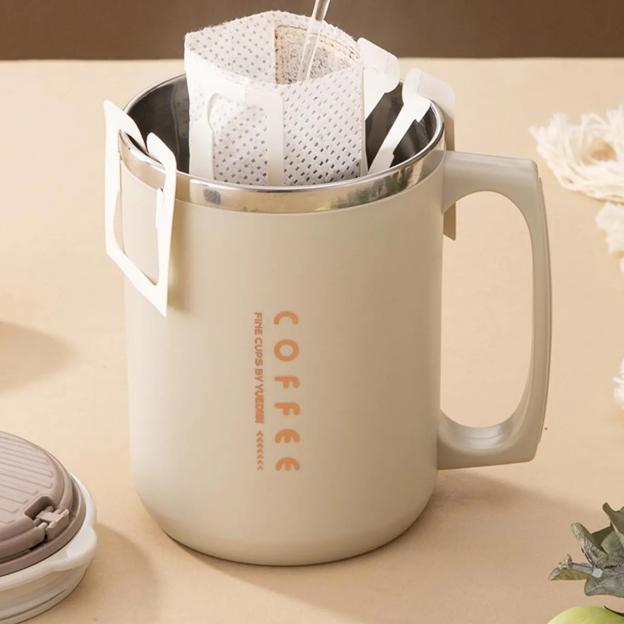 WORTHBUY 480ml 304 Stainless Steel Coffee Mug With Lid&Spoon&Straw,Insulated Coffee Cup For Student Adult Office Drinking Cup