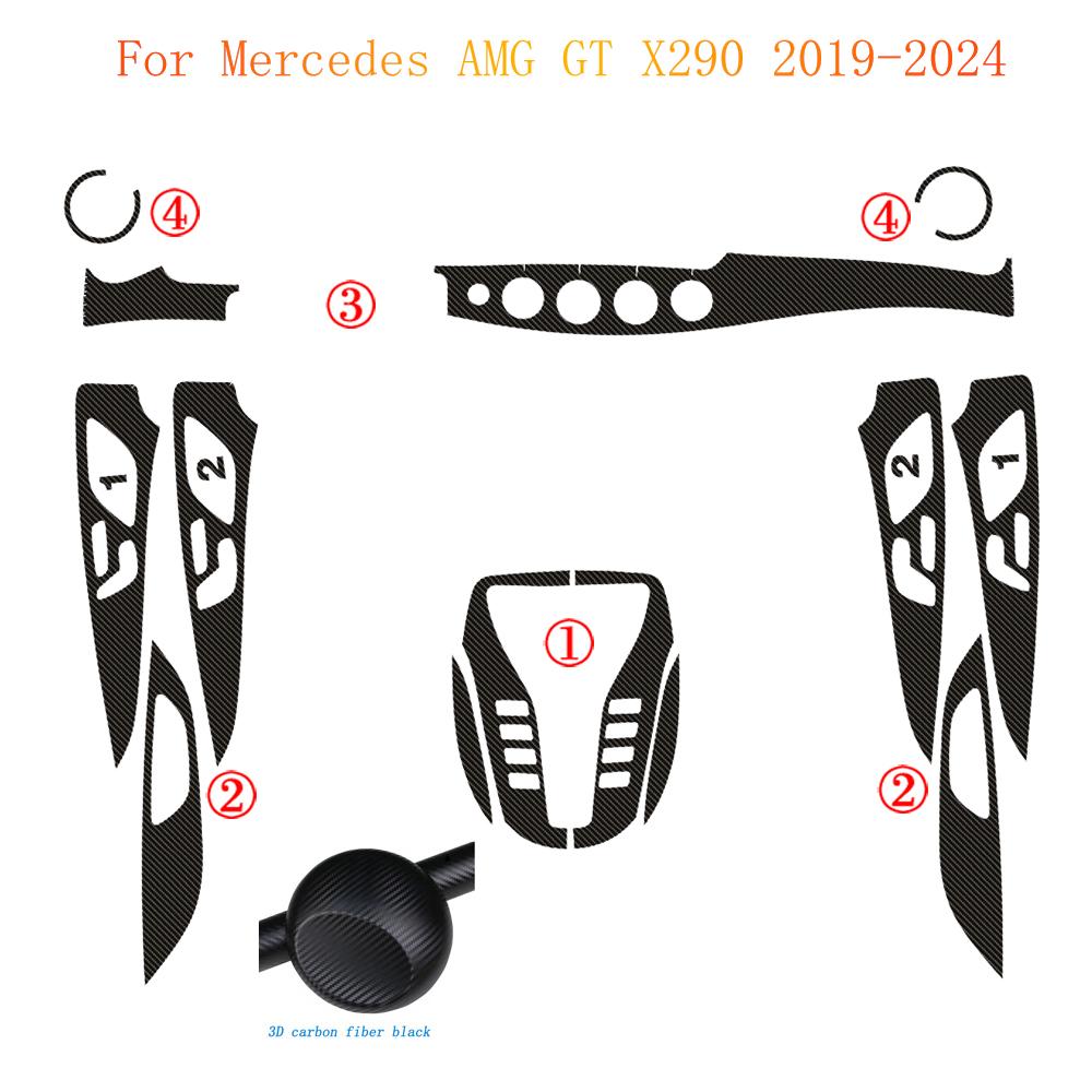 For Mercedes AMG GT X290 -2024 Interior Central Control Panel Door Handle Carbon Fiber Stickers Decals Car styling Accessori