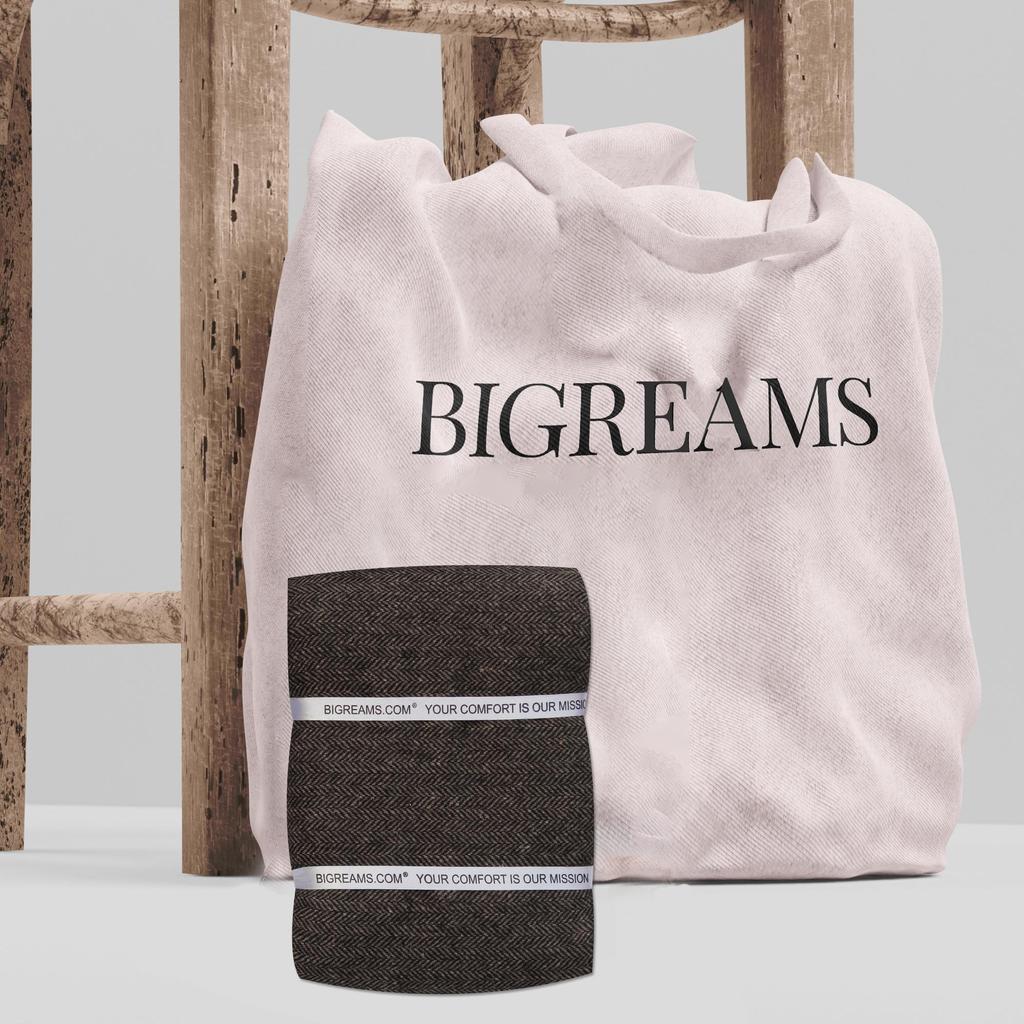 Dark Brown Herringbone Tweed Fabric - 70% Wool, 150cm Wide, 450gsm