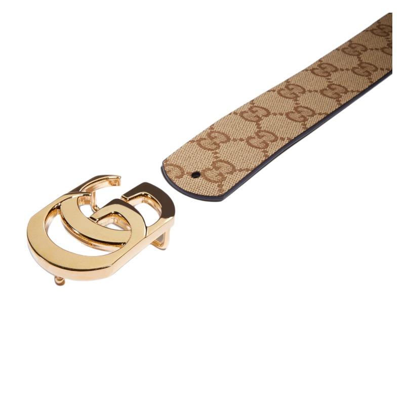 GUCCI GG Marmont double G buckle double-sided belt men's sand/dark brown width 3.3cm 874723 AAGRK 9751