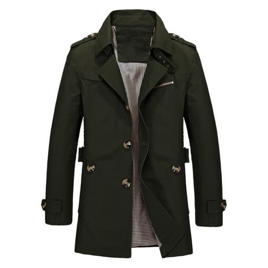 Men Retro Jacket Lapel Long Sleeve Single Breasted Business-Style Outwear Solid Color Pockets