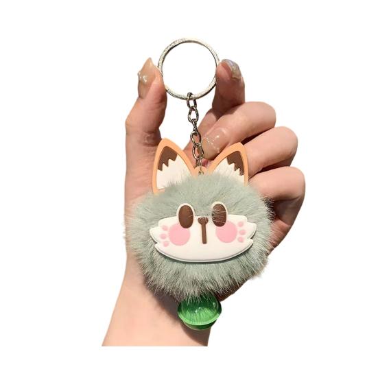 Брелок-подвеска с колокольчиком Лисий Меховой Лицевой Розовые Следы Лап Мягкий Плюшевый Брелок Сумки Рюкзаки Декоративные Аксессуары