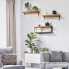 Solid Wood Wall-Mounted Floating Rack for Bathroom or Living Room
