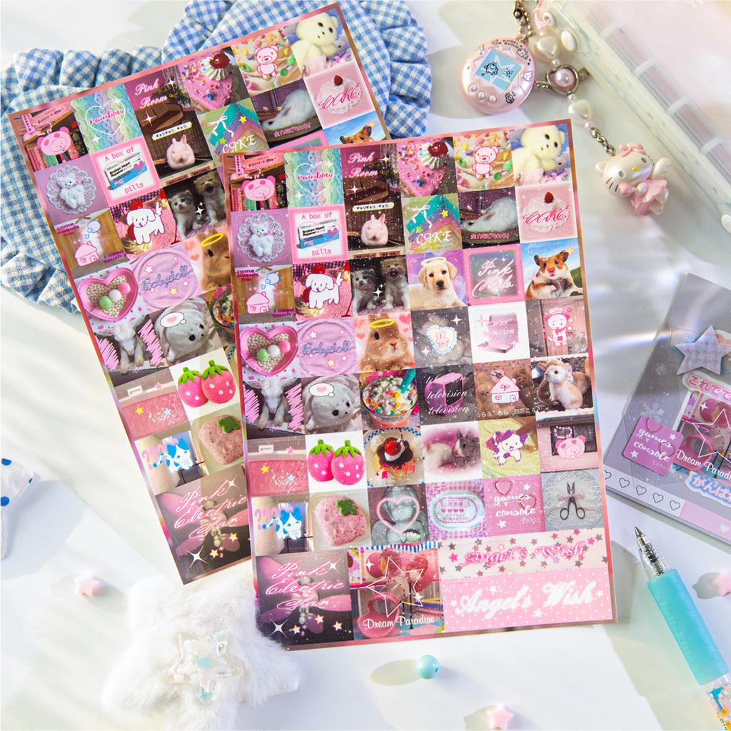 2 листа/пакет Синтетическая бумага Блестящая серия «Фэнтези» Фэнтези Маленькие квадратные декоративные наклейки Для фоторамок Календарь