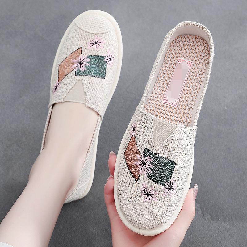 Lazy People Pedal Women's Canvas Shoes Breathable and Lightweight New Old Beijing Cloth Shoes Women's Shoes Single Shoes
