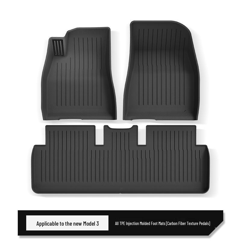 Экологичные напольные коврики из ТПЭ для Tesla Model 3 2023, Литые, в стиле педалей
