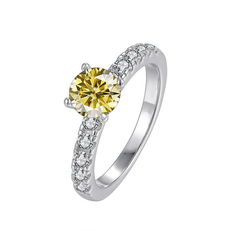 Bague Ringen Женское кольцо с муассанитом и бриллиантом цвета D, 1 карат, свадебное ювелирное изделие из стерлингового серебра 925 пробы, классический дизайн с четырьмя когтями, подарок