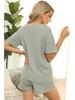 Женский повседневный трикотажный вафельный костюм-двойка 2024: Топ с коротким рукавом и шорты