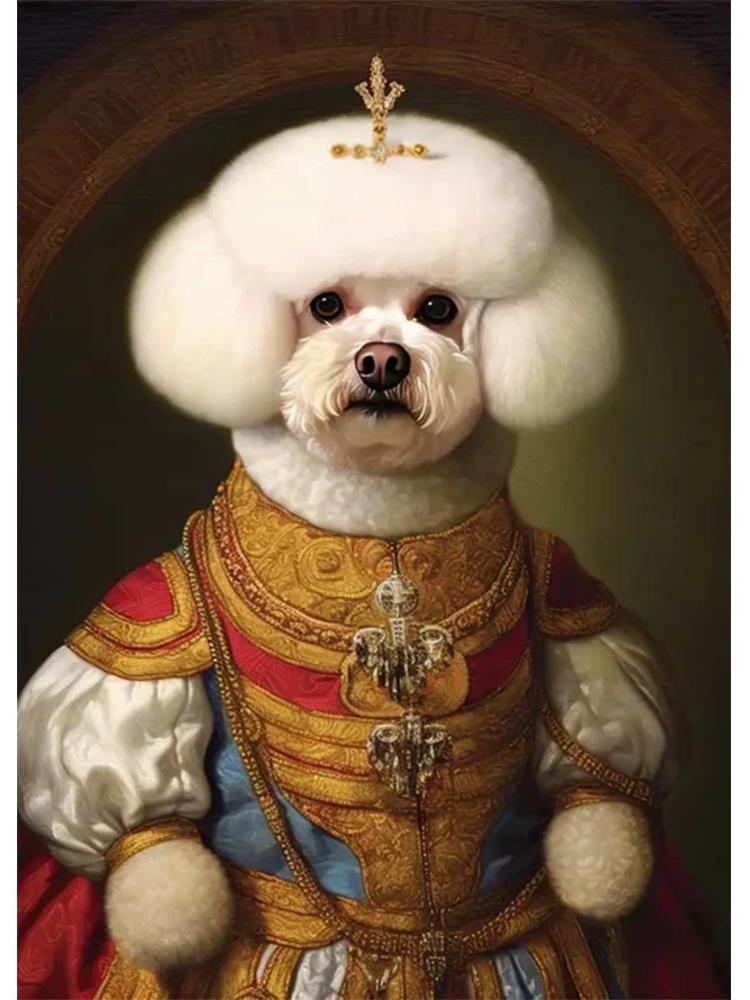 Diamond 5ddiy Modern Painting Pet Portrait Aesthetic Wall Art Dog King Royal Animal Embroidery Cross Embroidery Home Decoration