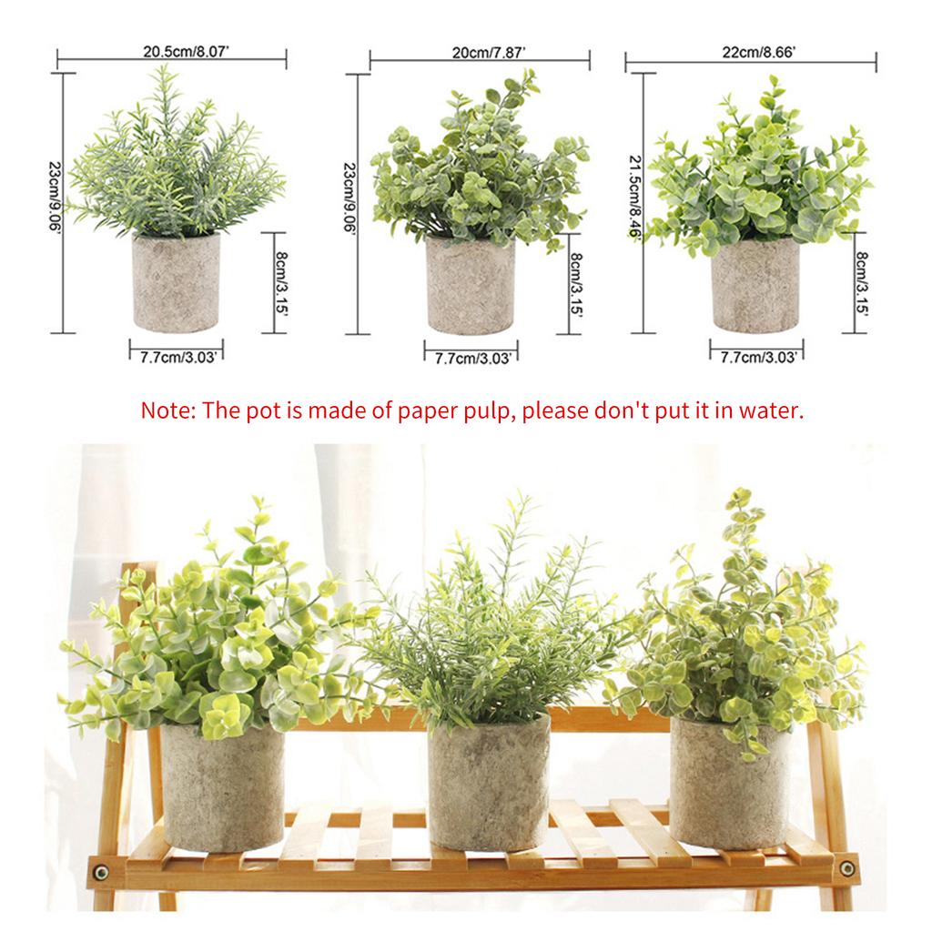3pcs Potted Artificial Plant Fake Green Grass Leaves Artificial Simulation Plants Sets for Home